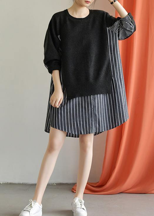 Patchwork Cotton Dress Wardrobes Black Dress Fall