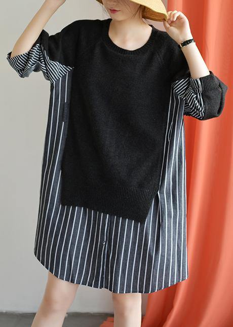 Patchwork Cotton Dress Wardrobes Black Dress Fall