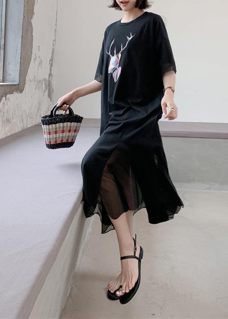 Patchwork Tulle Cotton Quilting Clothes Outfits Black Prints Long Dresses Summer