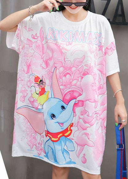 Pink Cotton Clothes Animal Print Short Summer Dresses