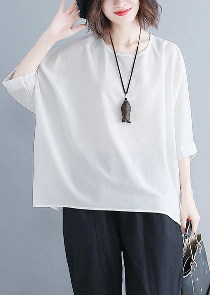 Pink Chiffon Clothes Catwalk O Neck Batwing Sleeve Summer Tops