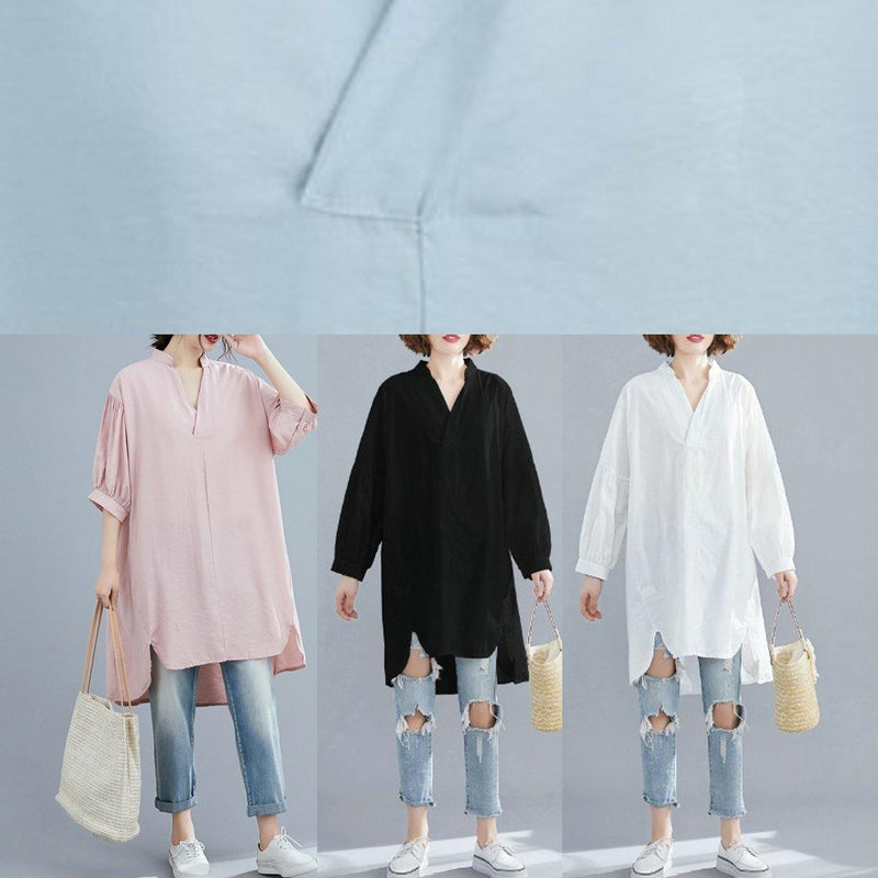 Pink Clothes V Neck Lantern Sleeve Art Summer Top