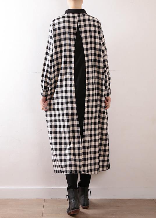 Plaid Cotton Clothes for Lapel Collar Art Autumn Shirt Dress
