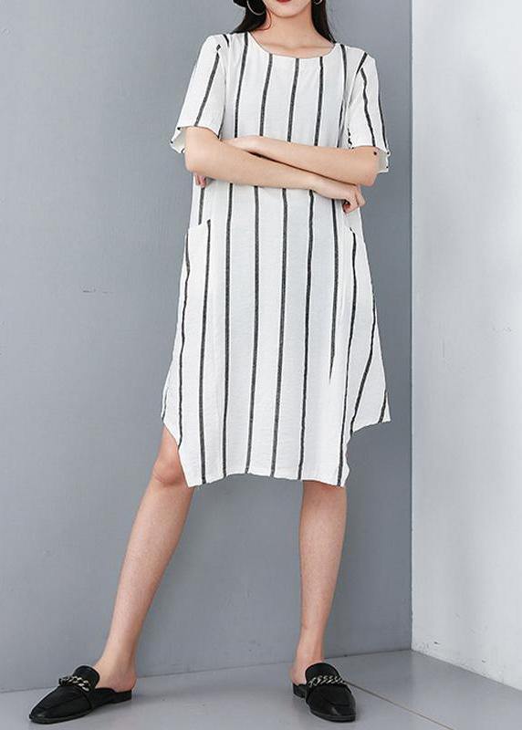 Summer Pullover Striped Irregular Dress