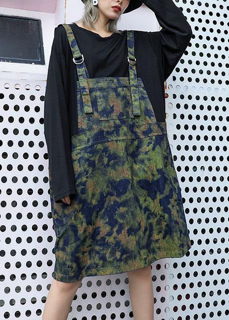 Prints Cotton Clothes False Two Pieces Cotton Fall Dresses