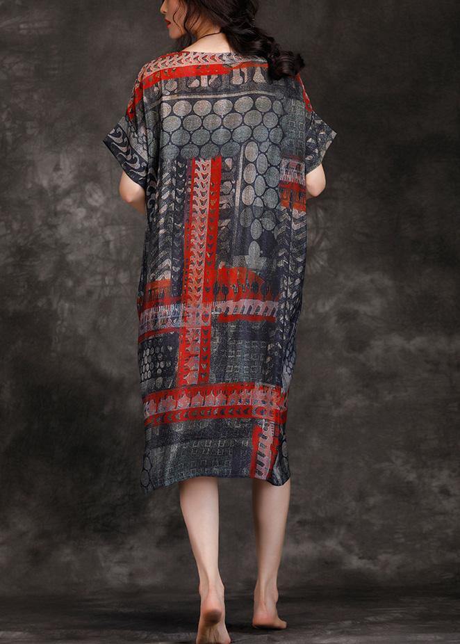 Red Black Dotted Silk Wardrobes O Neck Shift Summer Dress