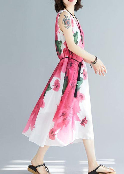Red Cotton Tunic Sleeveless Maxi Summer Dresses