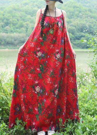 Red Cotton Linen Tunics Organic Tutorials Sleeveless Daily Summer Dress