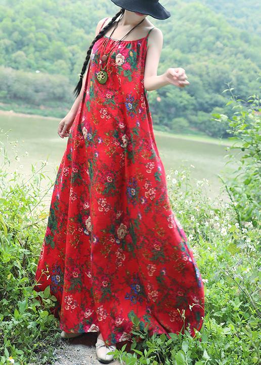 Red Cotton Linen Tunics Organic Tutorials Sleeveless Daily Summer Dress