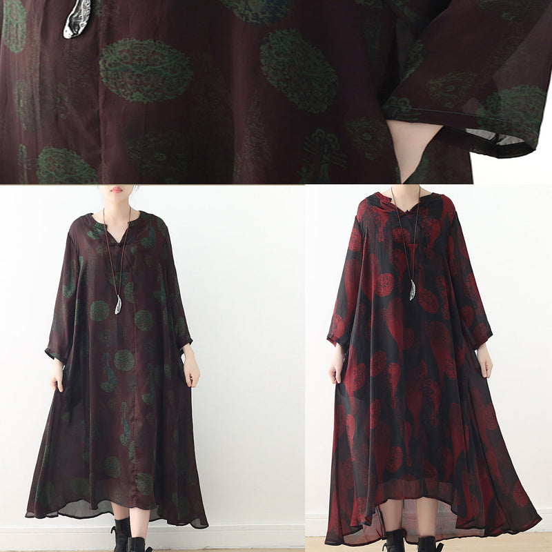 Red Print Chiffon Dresses Online Shopping V Neck Dresses Summer Dress