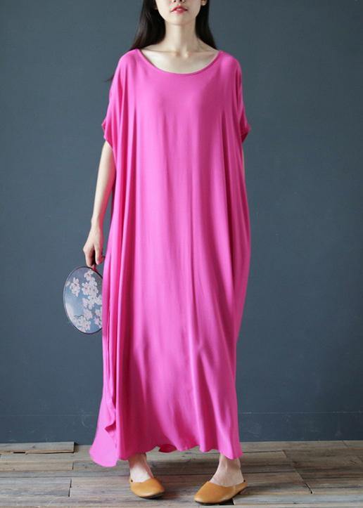 Rose Outfit O Neck Extra Large Hem Robes Summer Dress
