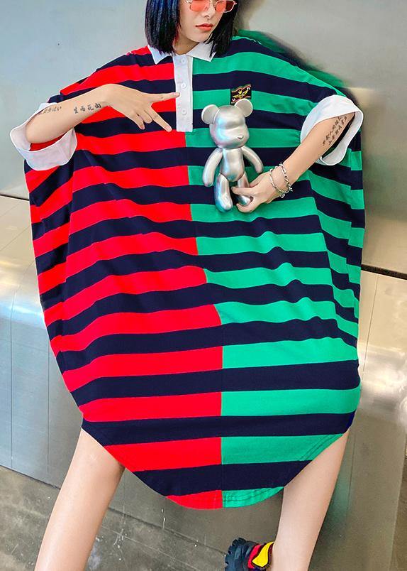 Striped Patchwork Cotton Pattern Summer Dress