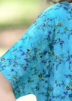 Tie Waist Cotton Dress Tutorials Blue Print Long Dress Summer
