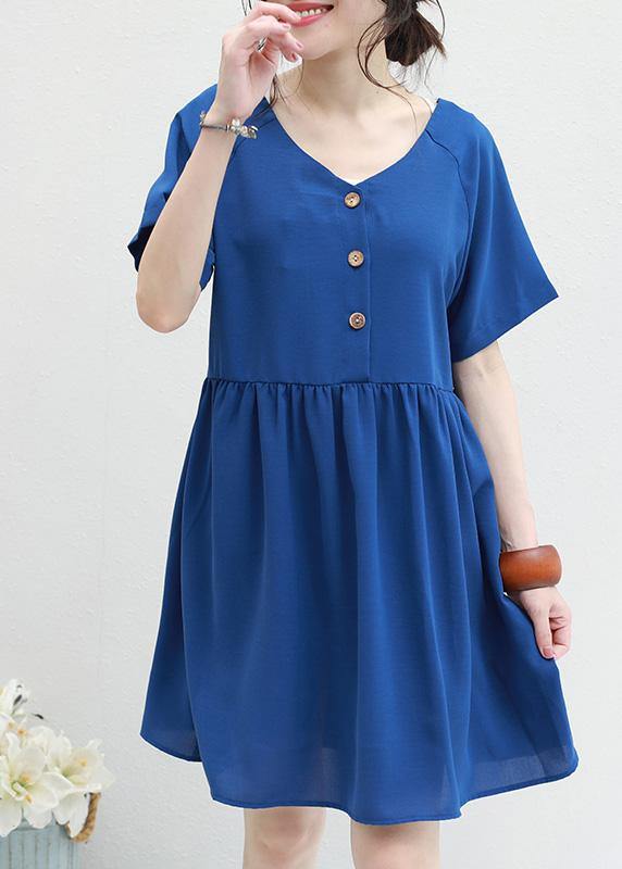 Two Ways to Wear Chiffon Tunic Top Sewing Blue V Neck Dress Summer