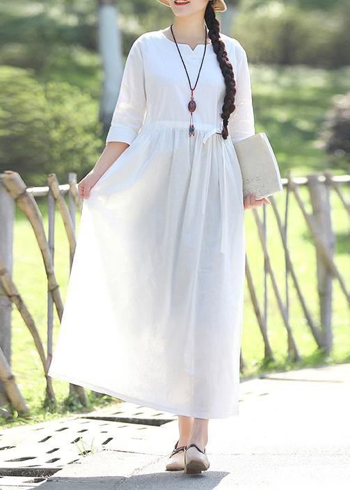 V Neck Three Quarter Sleeve Linen Cotton Long Shirts Tutorials White Traveling Dresses Summer