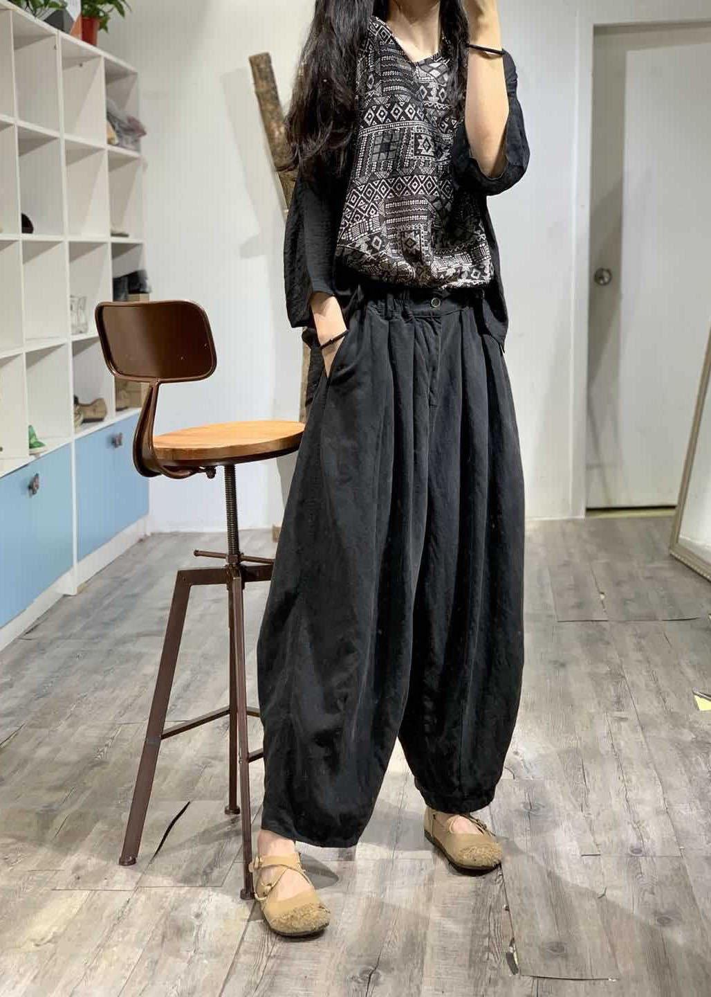 Women v neck cotton blouses for women Shirts black prints blouse fall