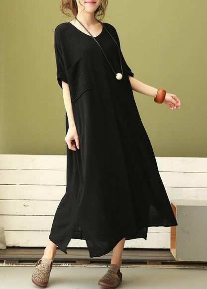 V Neck Linen Dress Shirts Light Gray Dress Side Open Summer
