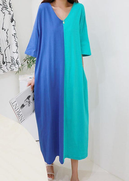 V Neck Patchwork Cotton Tunics Tunic Tops Pink Kaftan Dress