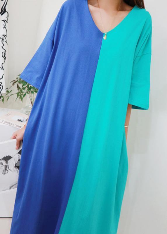 V Neck Patchwork Cotton Tunics Tunic Tops Pink Kaftan Dress