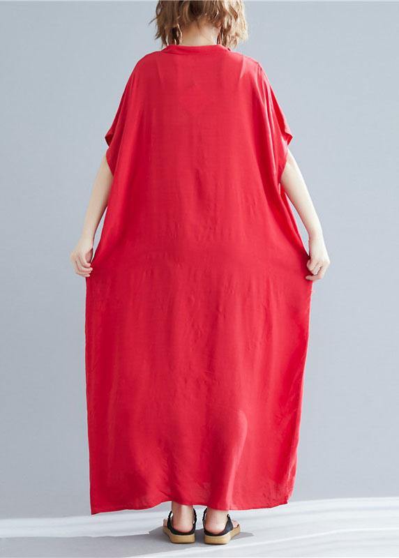 V Neck Pockets Cotton Linen Summer Soft Surroundings Work Red Dress