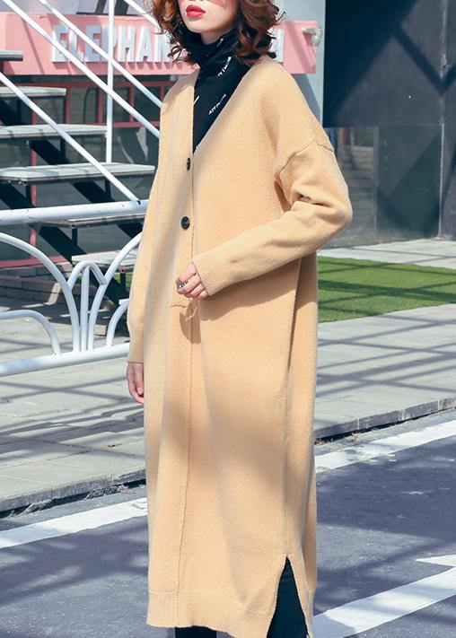 V Neck Side Open Sweater Outfits Classy Khaki Hipster Sweater Dress