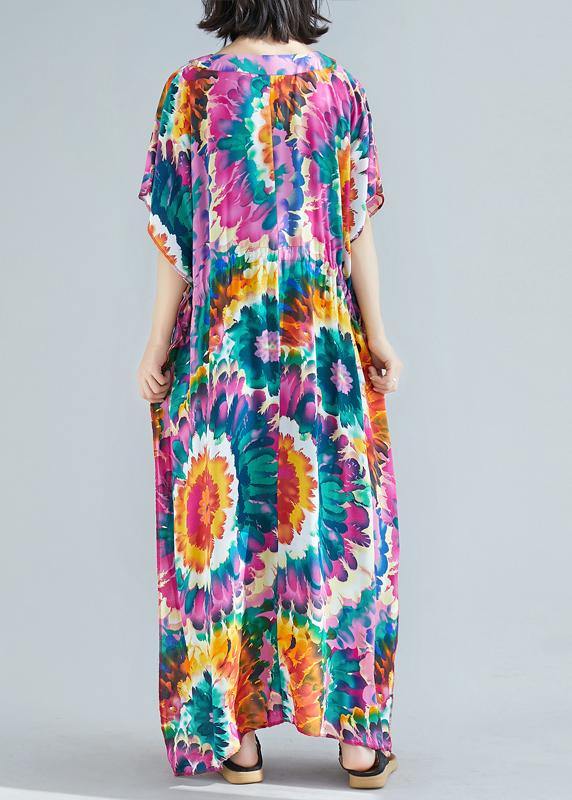 V Neck Tie Waist Cotton Ideas Purple Print Dress Summer
