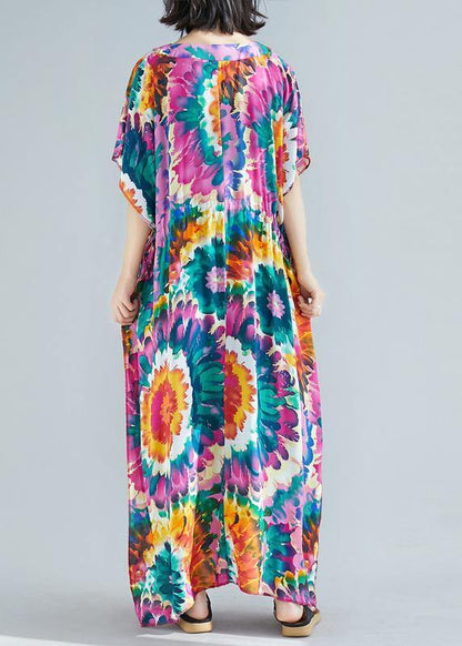 V Neck Tie Waist Cotton Ideas Purple Print Dress Summer