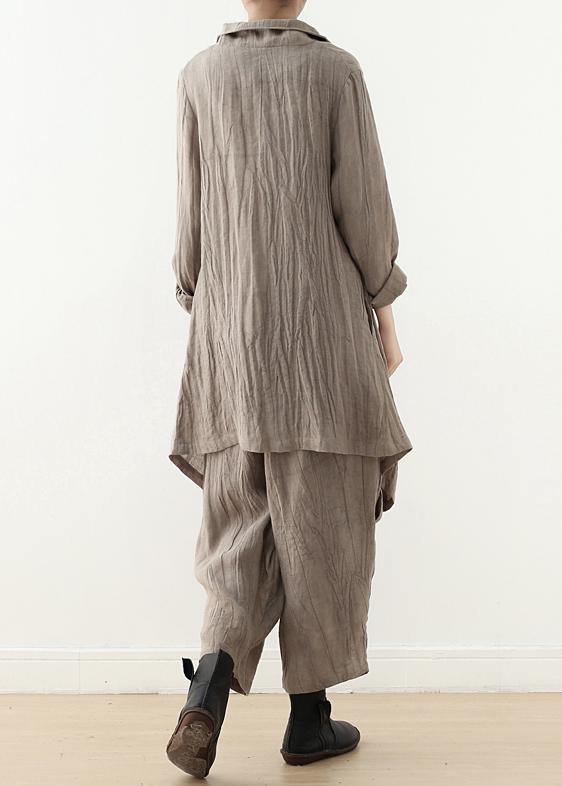 V Neck Cinched Trench Coat Khaki Baggy Outwear Fall