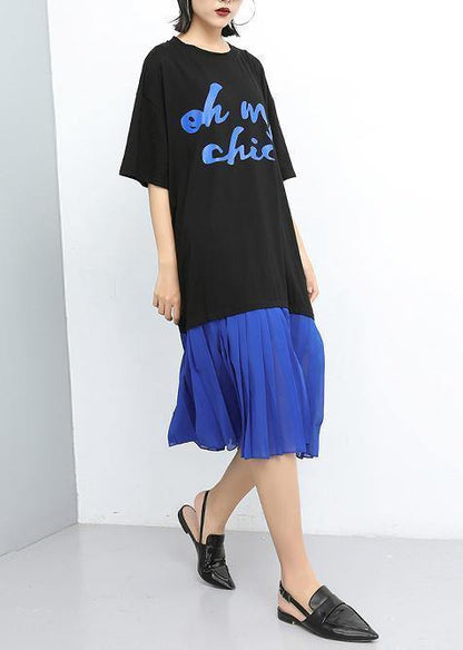 White Cotton Tunics Stitches Spliced Pullover Dress