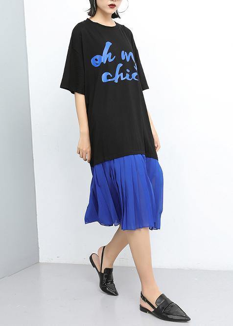 White Cotton Tunics Stitches Spliced Pullover Dress