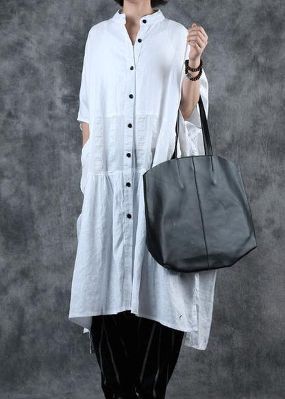 White Fine Crane Coats Work Outfits Low High Design Stand Collar Coats
