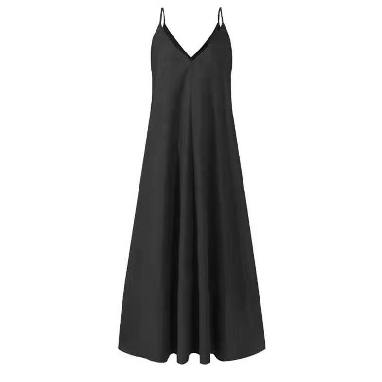 Blue Long Linen Dress Oversized Sleeveless Linen Gown V Neck Gown