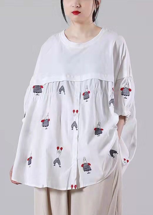 Patchwork Spring Blouse Black Tops