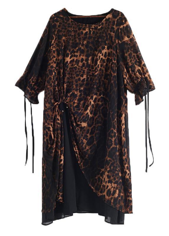Loose Large Irregular Leopard Chiffon Dress