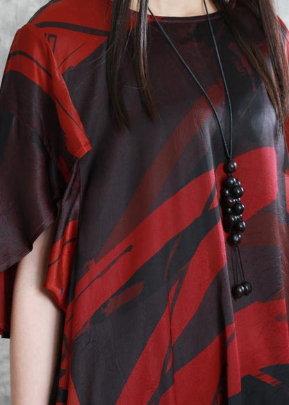 Loose Silk Silk Red Suit Literary Irregular Long Top Wide Leg Pants