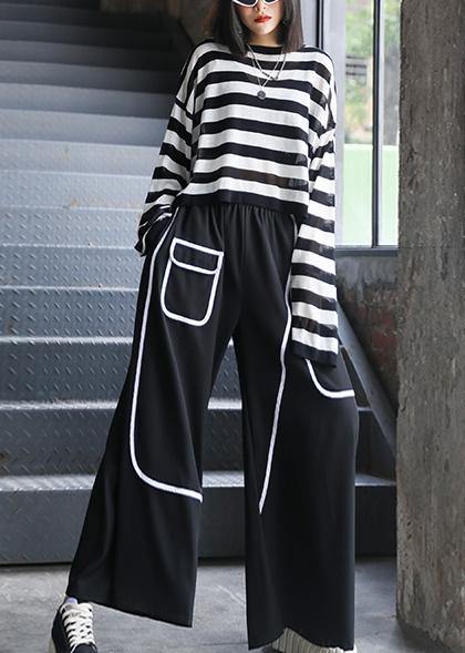 High Waist Loose Straight Summer Thin Section Black Nine-point Pants