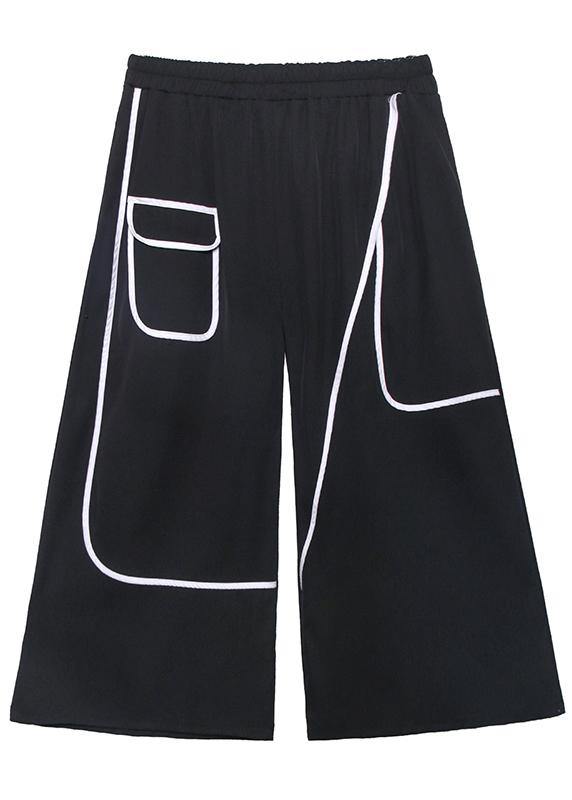 High Waist Loose Straight Summer Thin Section Black Nine-point Pants