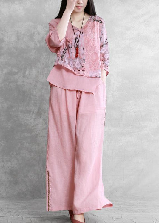 National Style Suit Two-piece Top Wide-leg Pants Two-piece