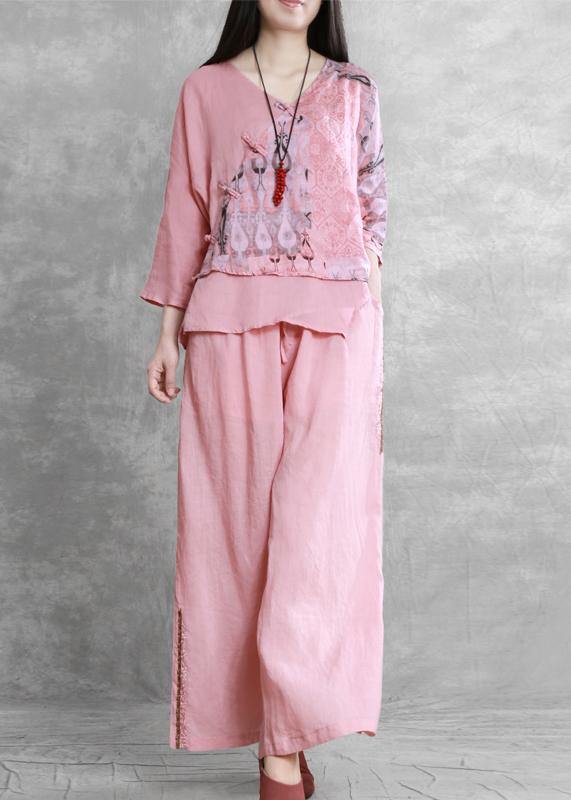 National Style Suit Two-piece Top Wide-leg Pants Two-piece