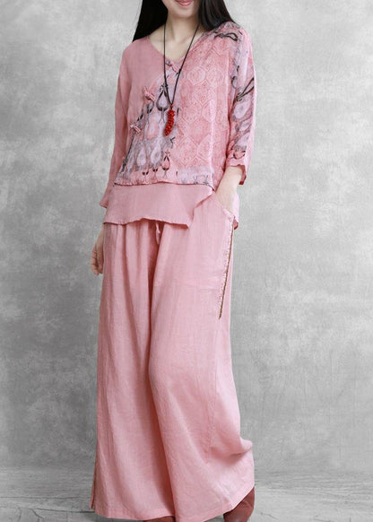 National Style Suit Two-piece Top Wide-leg Pants Two-piece