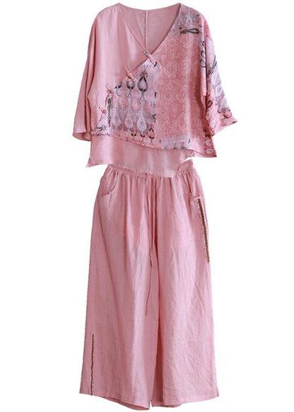 National Style Suit Two-piece Top Wide-leg Pants Two-piece