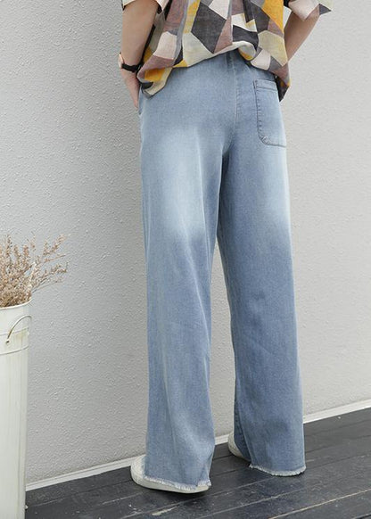 Pants Elastic Waist Tie Tencel Denim Pants Fat Legs Pants