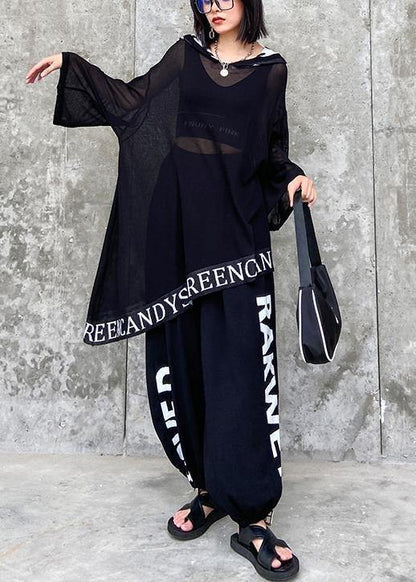 Black Letters Are Thin and Fashionable Early Autumn Knitted Sweater Bloomers Two-piece Suit