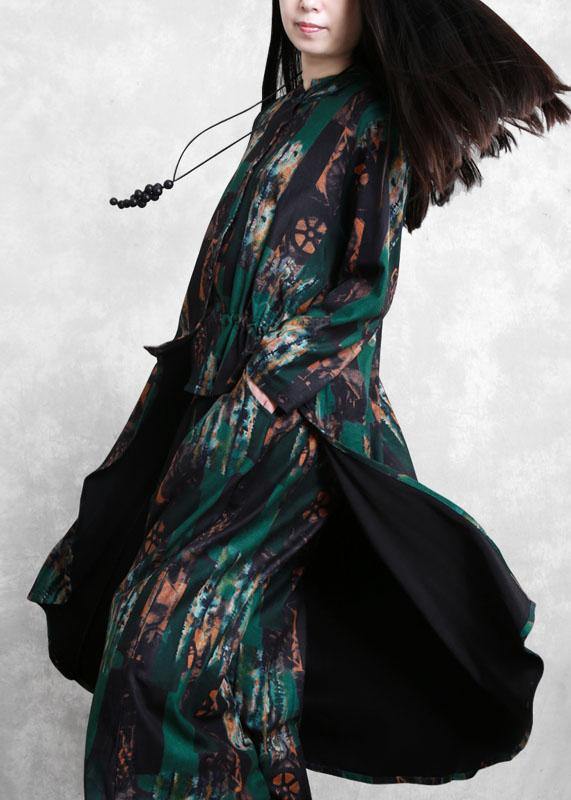 Suit New Two-piece Green Print Irregular Top + Wide Leg Pants