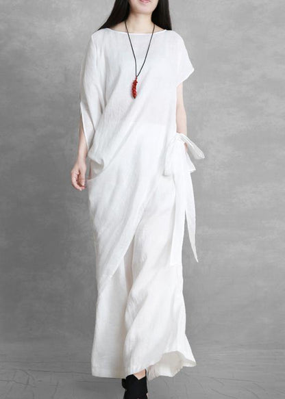 Summer White Irregular Top and Loose Slacks