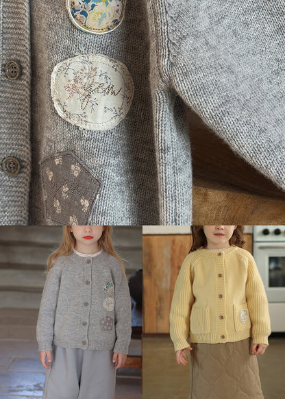 Yellow Button Pockets Cotton Knit Cardigan Spring