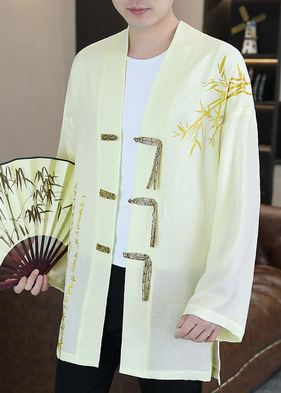 Yellow Print Button Upf 50+ Jackets Summer