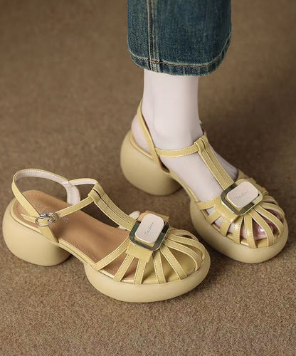 Yellow Sandals Platform Faux Leather Sandals