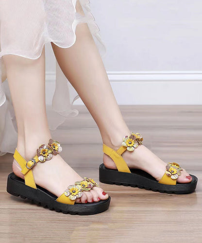 Yellow Sandals Platform Faux Leather Splicing Soolinen Shoes-20251