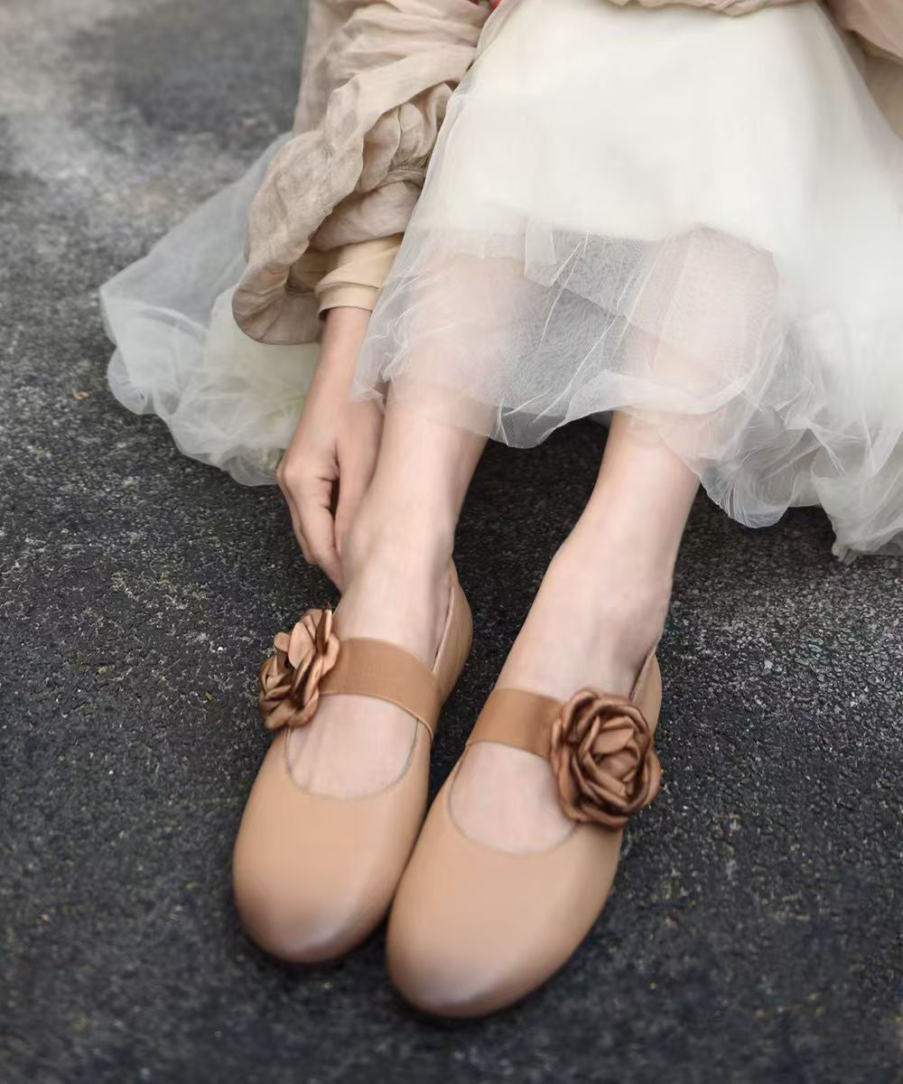 Yellow Sheepskin Fine Splicing Flat Shoes for
